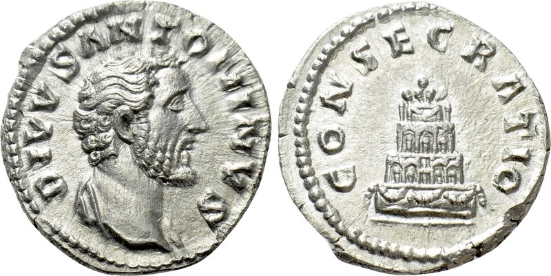 DIVUS ANTONINUS PIUS (Died 161). Denarius. Rome. Struck under Marcus Aurelius. ...