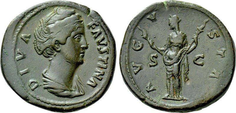 DIVA FAUSTINA I (Died 140/1). Sestertius. Rome. 

Obv: DIVA FAVSTINA. 
Draped...