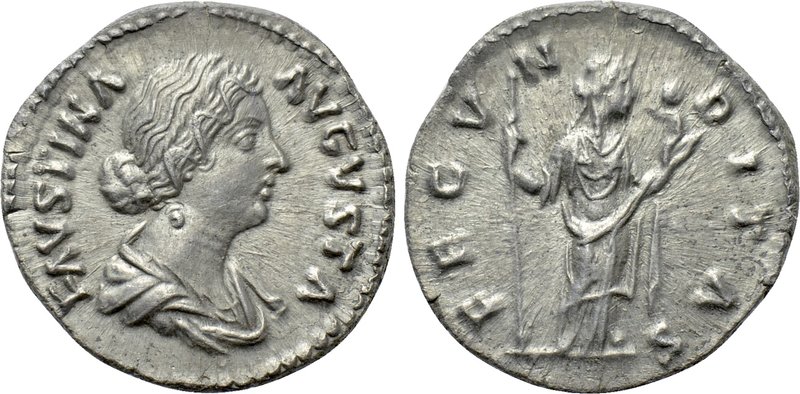 FAUSTINA II (Augusta, 147-175). Denarius. Rome. 

Obv: FAVSTINA AVGVSTA. 
Dra...