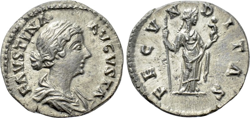 FAUSTINA II (Augusta, 147-175). Denarius. Rome. 

Obv: FAVSTINA AVGVSTA. 
Dra...
