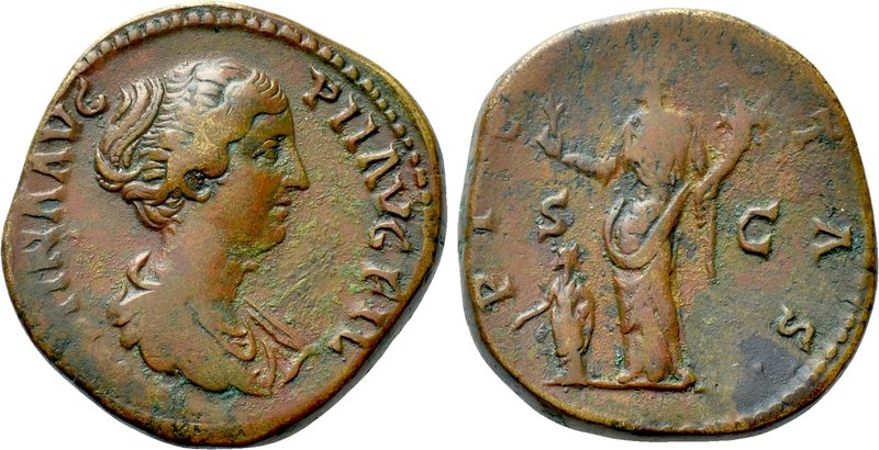 FAUSTINA II (147-175). Sestertius. Rome. 

Obv: FAVSTINA AVG PII AVG FIL. 
Dr...