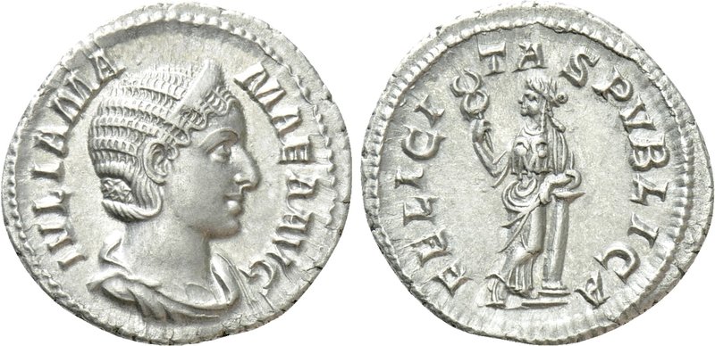 JULIA MAMAEA (Augusta, 222-235). Denarius. Rome. 

Obv: IVLIA MAMAEA AVG. 
Dr...