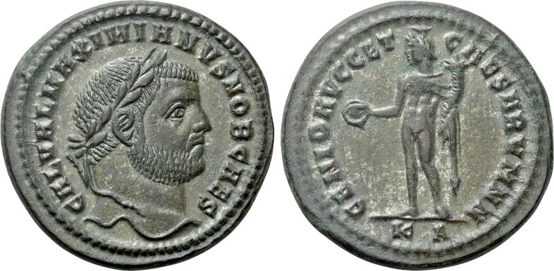 GALERIUS (305-311). Follis. Cyzicus. 

Obv: GAL VAL MAXIMIANVS NOB CAES. 
Lau...