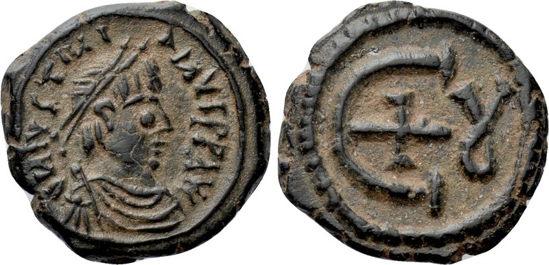 JUSTINIAN I (527-565). Pentanummium. Theoupolis (Antioch). 

Obv: D N IVSTIИIA...
