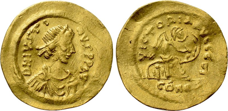 JUSTIN II (565-578). GOLD Semissis. Constantinople. 

Obv: D N IVSTINVS P P AV...
