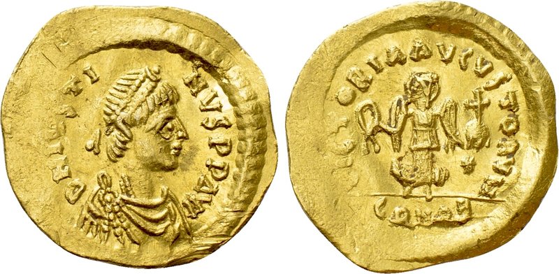 JUSTIN II (565-578). GOLD Tremissis. Constantinople. 

Obv: D N IVSTINVS P P A...