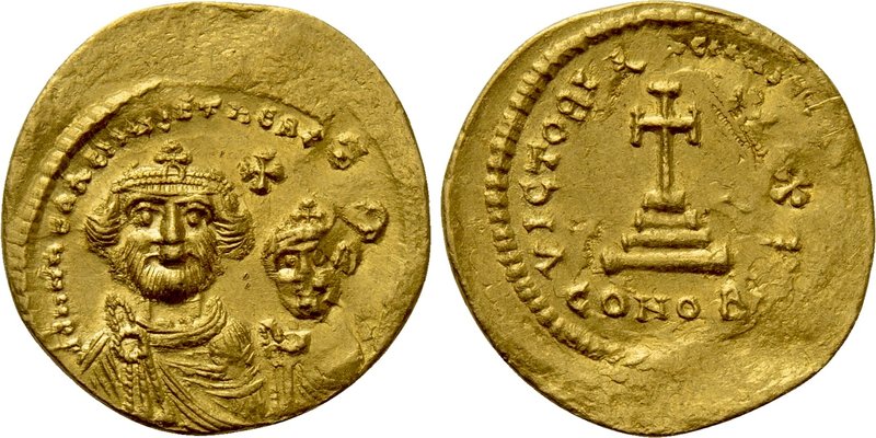 HERACLIUS with HERACLIUS CONSTANTINE (610-641). GOLD Solidus. Constantinople. 
...