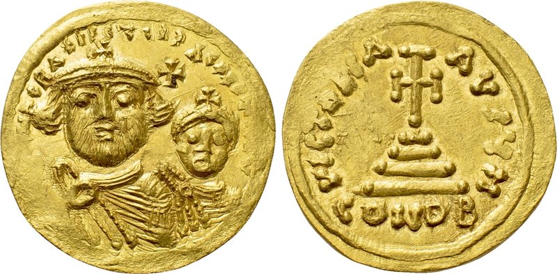HERACLIUS with HERACLIUS CONSTANTINE (610-641). GOLD Solidus. Contemporary imita...