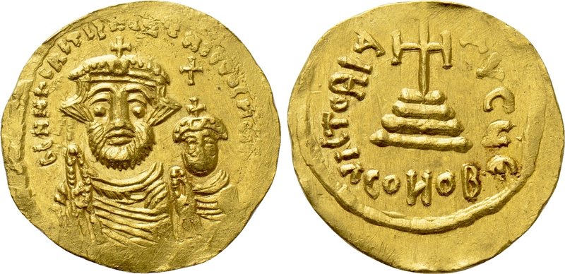 HERACLIUS with HERACLIUS CONSTANTINE (610-641). GOLD Solidus. Contemporary imita...
