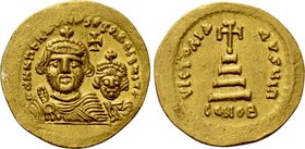 HERACLIUS with HERACLIUS CONSTANTINE (610-641). GOLD Solidus. Uncertain eastern mint, possibly Jerusalem, Alexandria on Cyprus.