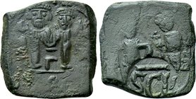 HERACLIUS, with HERACLIUS CONSTANTINE (610-641). Follis. Syracuse.