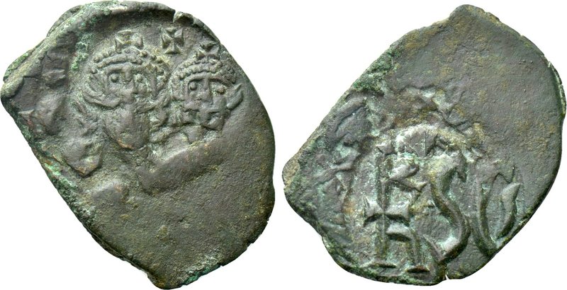 HERACLIUS with HERACLIUS CONSTANTINE (610-641). Follis. Uncertain mint in Sicily...