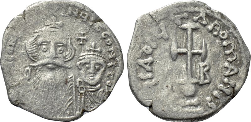 CONSTANS II with CONSTANTINE IV (641-668). Hexagram. Constantinople. 

Obv: Cr...