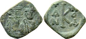 CONSTANS II with CONSTANTINE IV (641-668). Half Follis. Syracuse. Dated IY 4 (660/1).