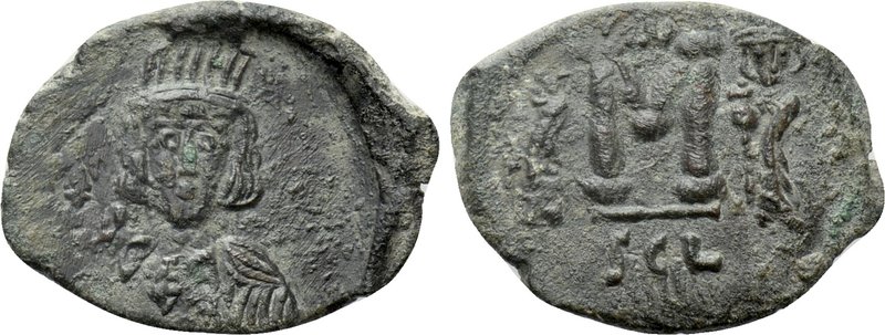 CONSTANTINE IV POGONATUS with HERACLIUS and TIBERIUS (668-685). Follis. Syracuse...