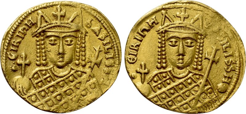 IRENE (797-802). GOLD Solidus. Constantinople.

Obv: ЄIRIҺH ЬASILISSH.
Crowne...