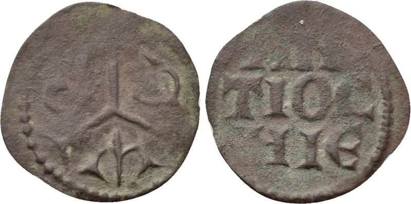CRUSADERS. Antioch. Reymond of Poitiers (Regent, 1136-1149). Ae. 

Obv: R A M....