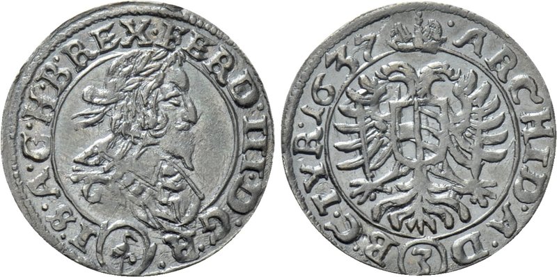 AUSTRIA. Ferdinand III (1637-1657). 3 Kreuzer (1637). Vienna (Wien). 

Obv: I ...