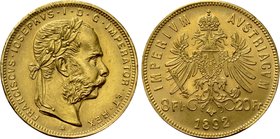 AUSTRIA. Franz Joseph I (1848-1916). GOLD 8 Florins or 20 Francs (1892). Wien (Vienna). Restrike Issue.