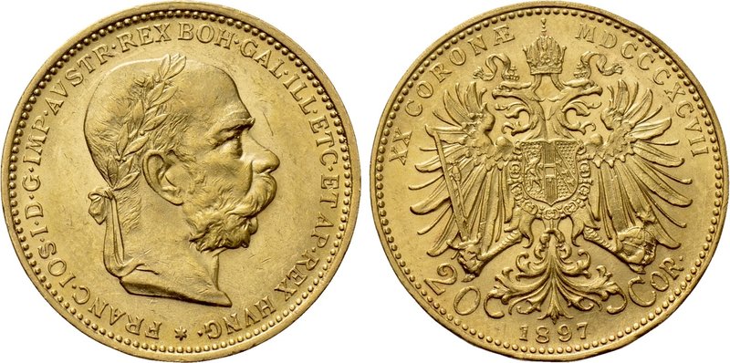 AUSTRIA. Franz Joseph I (1848-1916). GOLD 20 Corona (1897). Wien (Vienna). 

O...