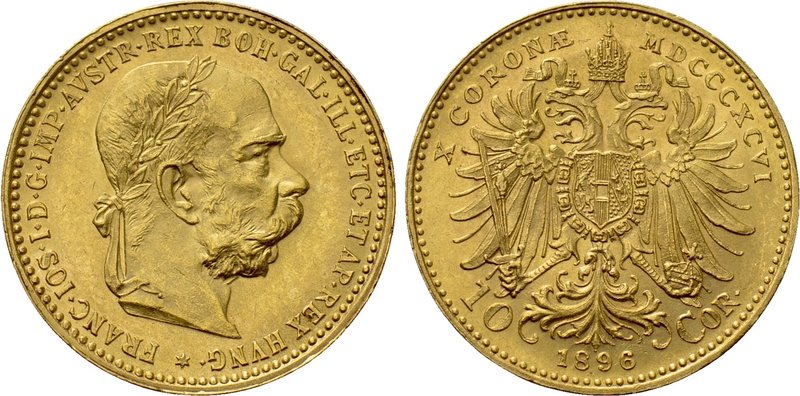 AUSTRIA. Franz Joseph I (1848-1916). GOLD 10 Corona (1896). Wien (Vienna). 

O...