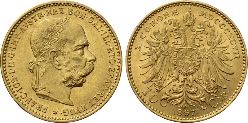 AUSTRIA. Franz Joseph I (1848-1916). GOLD 10 Corona (1897). Wien (Vienna). 

O...