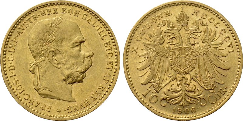 AUSTRIA. Franz Joseph I (1848-1916). GOLD 10 Corona (1906). Wien (Vienna). 

O...