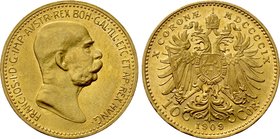 AUSTRIA. Franz Joseph I (1848-1916). GOLD 10 Corona (1909). Wien (Vienna).