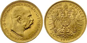 AUSTRIA. Franz Joseph I (1848-1916). GOLD 10 Corona (1911). Wien (Vienna).