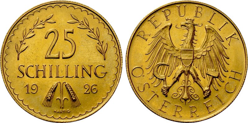 AUSTRIA. 1st Republic (1918-1938). GOLD 25 Schilling (1926). Wien (Vienna). 

...