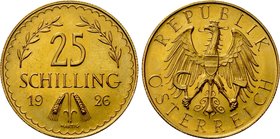 AUSTRIA. 1st Republic (1918-1938). GOLD 25  Schilling (1926). Wien (Vienna).