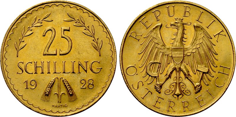 AUSTRIA. 1st Republic (1918-1938). GOLD 25 Schilling (1928). Wien (Vienna). 

...