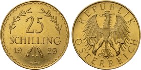 AUSTRIA. 1st Republic (1918-1938). GOLD 25  Schilling (1929). Wien (Vienna).