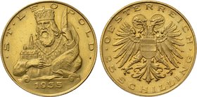 AUSTRIA. 1st Republic (1918-1938). GOLD 25  Schilling (1935). Wien (Vienna).