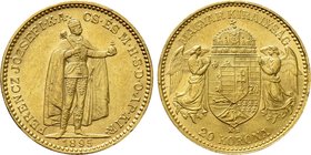 HUNGARY. Franz Joseph I (1848-1916). GOLD 20 Corona (1895 KB). Kremnitz.