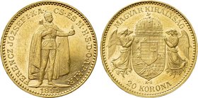 HUNGARY. Franz Joseph I (1848-1916). GOLD 20 Corona (1899 KB). Kremnitz.