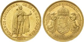 HUNGARY. Franz Joseph I (1848-1916). GOLD 20 Corona (1900 KB). Kremnitz.