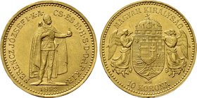 HUNGARY. Franz Joseph I (1848-1916). GOLD 10 Corona (1892 KB). Kremnitz.