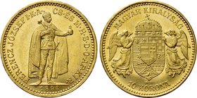 HUNGARY. Franz Joseph I (1848-1916). GOLD 10 Corona (1896 KB). Kremnitz.
