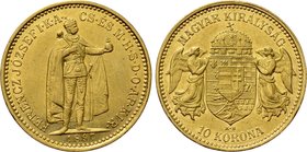 HUNGARY. Franz Joseph I (1848-1916). GOLD 10 Corona (1897 KB). Kremnitz.