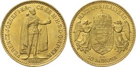 HUNGARY. Franz Joseph I (1848-1916). GOLD 10 Corona (1913 KB). Kremnitz.