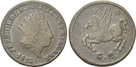 ITALY. Palermo. Ferdinand III (1759-1826). 2 Grani (1815).