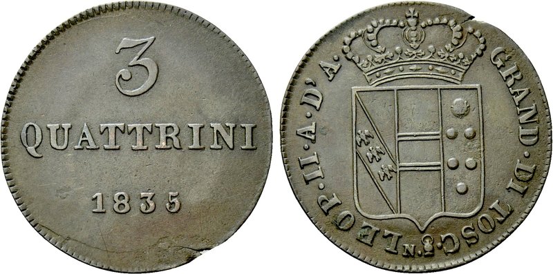 ITALY. Tuscany. Leopold II (1824-1848). 3 Quattrini (1835). 

Obv: LEOP II A D...