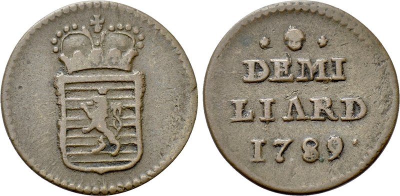 LUXEMBOURG. Joseph II (1780-1790). 1/2 Liard (1789). 

Obv: Coat of arms.
Rev...