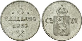 NORWAY. Carl XV (1859-1872). 3 Skilling.
