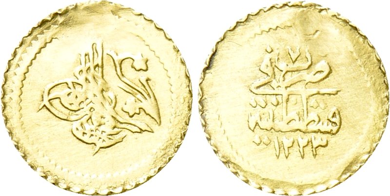 OTTOMAN EMPIRE. Mahmud II (AH 1223-1255 / 1808-1839 AD). GOLD Çeyrek or Rubiye. ...
