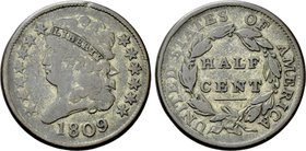 UNITED STATES. COPPER. Half Cent (1809). Philadelphia. Classic head type.