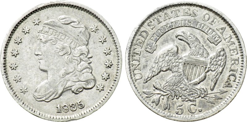 UNITED STATES. 5 Cent (1835). Philadelphia. Capped Bust type. 

Obv: Draped bu...
