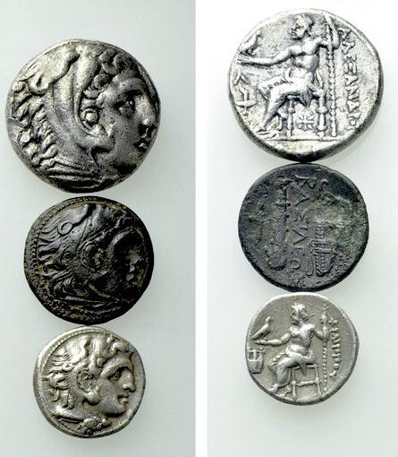 3 Coins of Alexander III. 

Obv: .
Rev: .

. 

Condition: See picture.
...