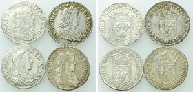 4 Coins of Louis XIV of France.